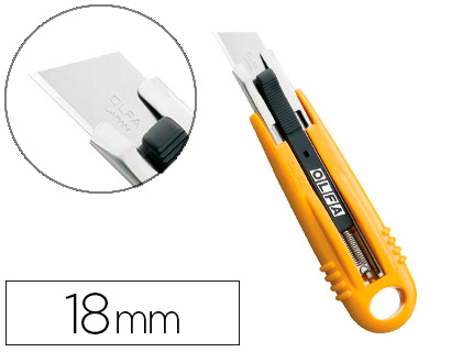 CUTTER DE SEGURIDAD CUCHILLA ANCHA 18 MM CUERPO ACERO INOXIDABLE RECUBIERTO RESINA ABS