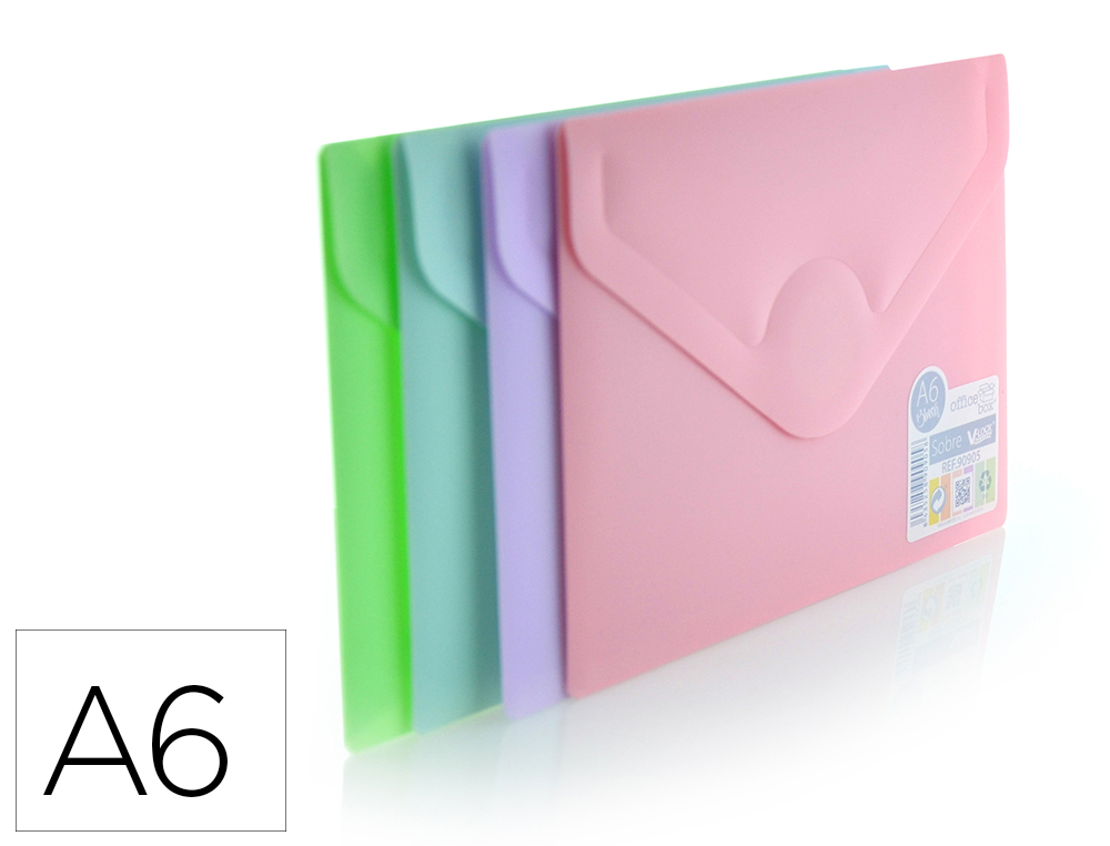 CARPETA OFFICE BOX DOSSIER V-LOCK DIN A6 CIERRE VELCRO COLORES PASTEL SURTIDOS