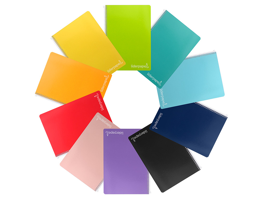 CUADERNO ESPIRAL LIDERPAPEL FOLIO WITTY TAPA DURA 80H 75GR CUADRO 8MM CON MARGEN COLORES SURTIDOS