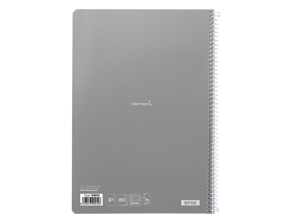 CUADERNO ESPIRAL LIDERPAPEL FOLIO WITTY TAPA DURA 80H 75GR CUADRO 8MM CON MARGEN COLORES SURTIDOS