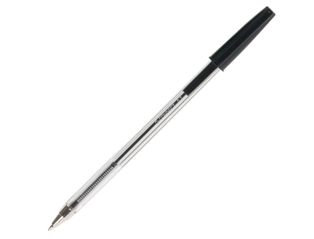 BOLIGRAFO TRANSPARENTE Q-CONNECT NEGRO MEDIO KF26040