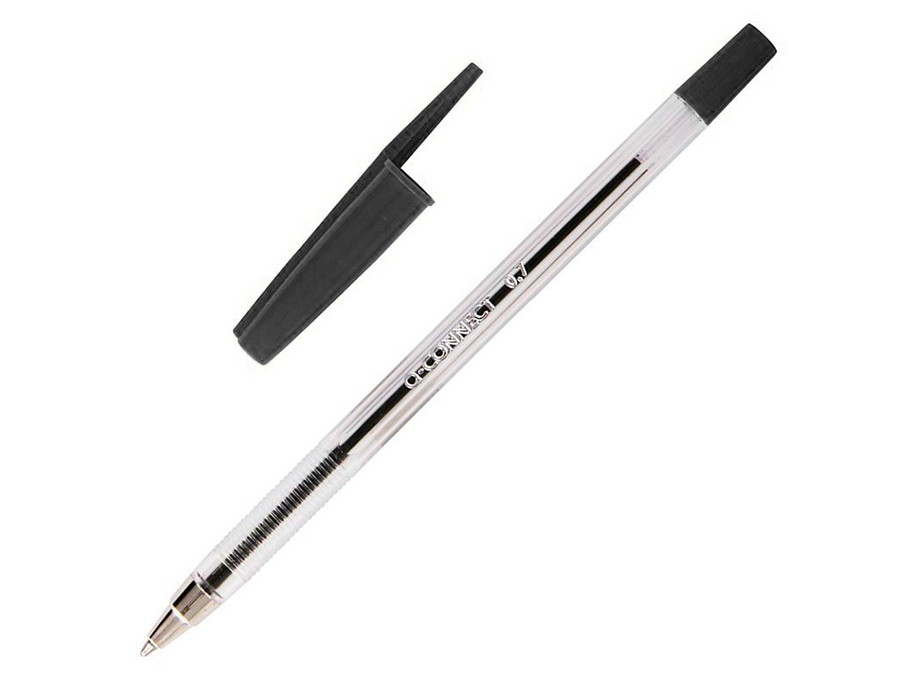 BOLIGRAFO TRANSPARENTE Q-CONNECT NEGRO MEDIO KF26040