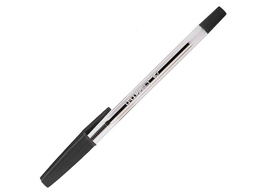 BOLIGRAFO TRANSPARENTE Q-CONNECT NEGRO MEDIO KF26040