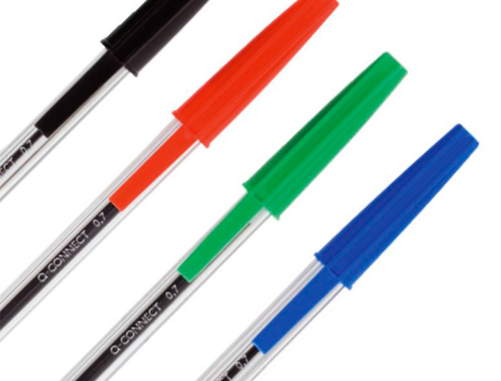 BOLIGRAFO TRANSPARENTE Q-CONNECT NEGRO MEDIO KF26040