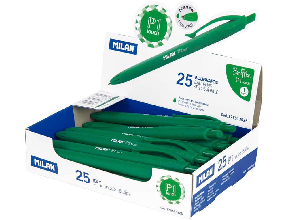 BOLIGRAFO MILAN P1 RETRACTIL 1 MM TOUCH VERDE