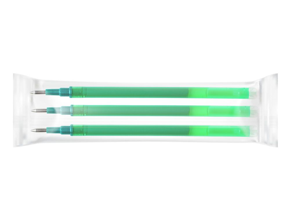 RECAMBIO BOLIGRAFO Q-CONNECT RETRACTIL KF11060 BORRABLE VERDE CAJA DE 3 UNIDADES