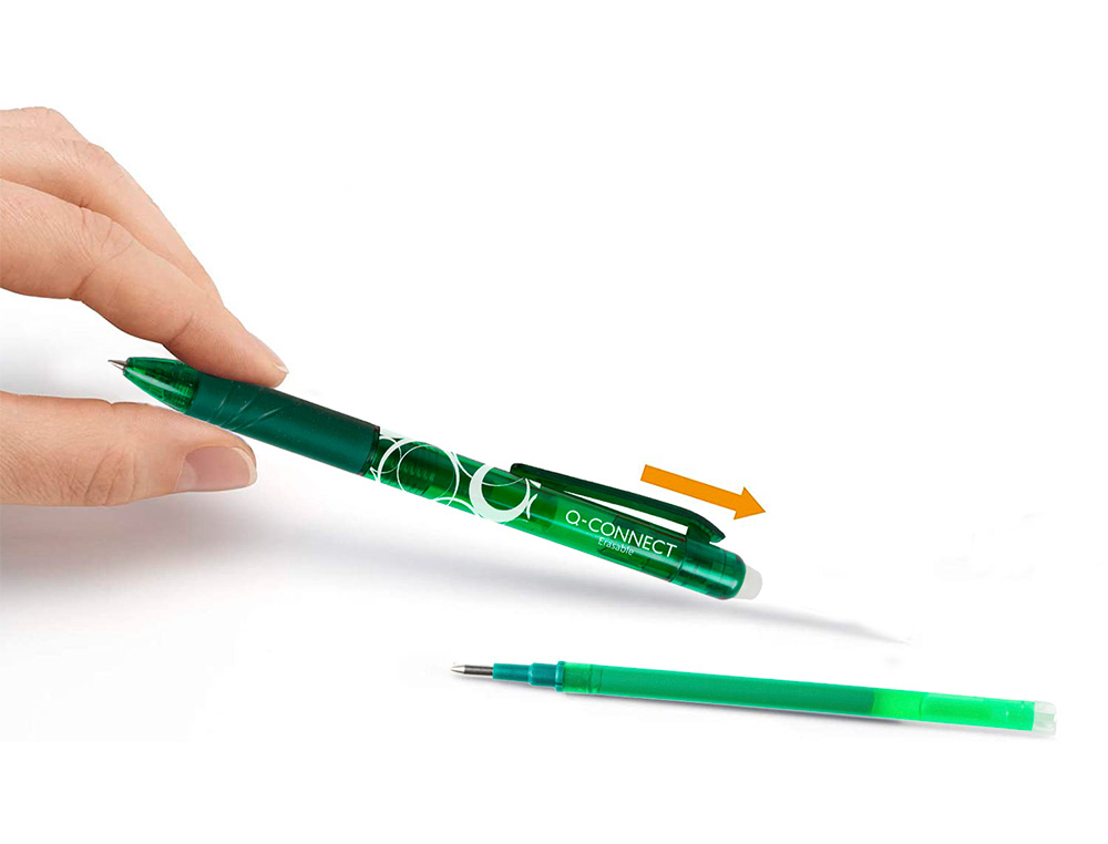 RECAMBIO BOLIGRAFO Q-CONNECT RETRACTIL KF11060 BORRABLE VERDE CAJA DE 3 UNIDADES
