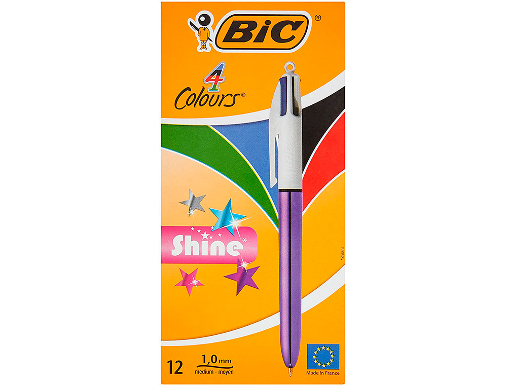 BOLIGRAFO BIC CUATRO COLORES SHINE MORADO PUNTA DE 1 MM