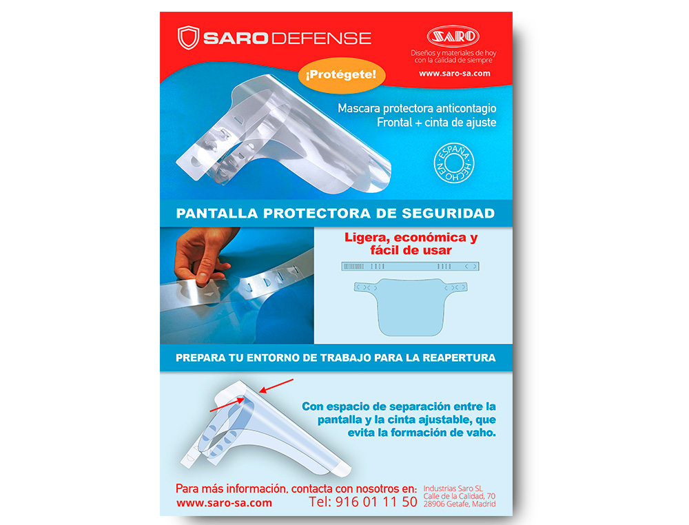 PROTECTOR FACIAL TRANSPARENTE GLASSPACK 400 MC CINTA AJUSTABLE EVITA VAHO MEDIDAS 235X330 MM TRANSPARENTE
