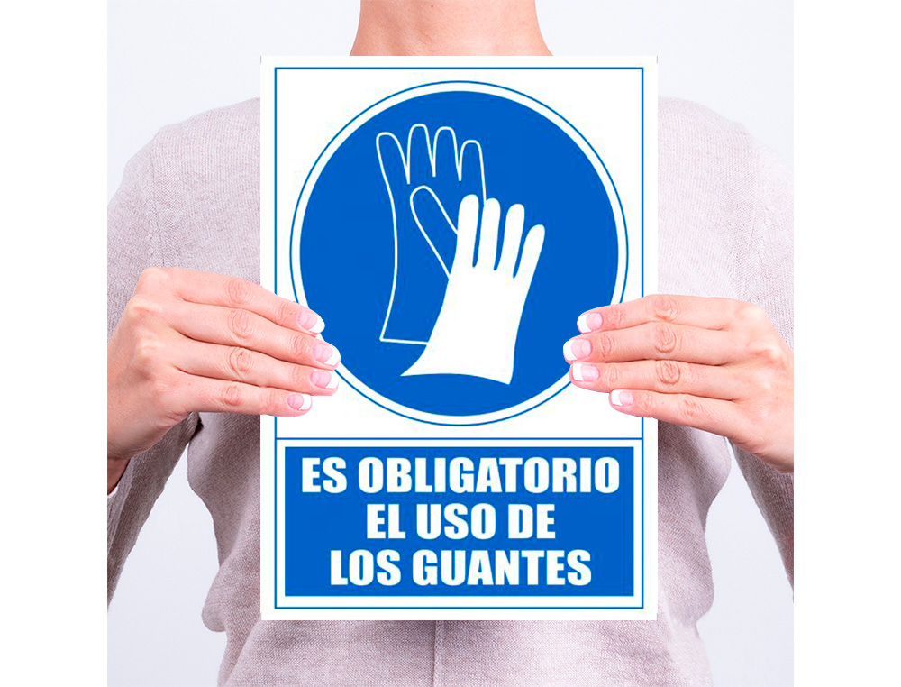 PICTOGRAMA ARCHIVO 2000 OBLIGATORIO USO DE GUANTES PVC AZUL LUMINISCENTE 210X297 MM