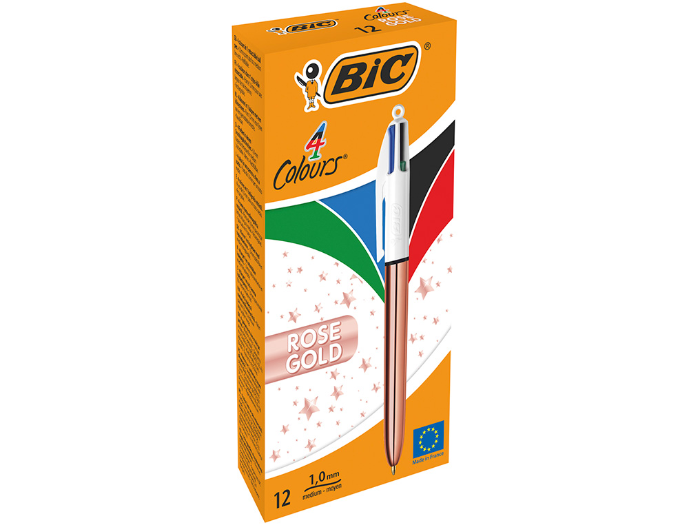 BOLIGRAFO BIC CUATRO COLORES SHINE ORO ROSA PUNTA DE 1 MM