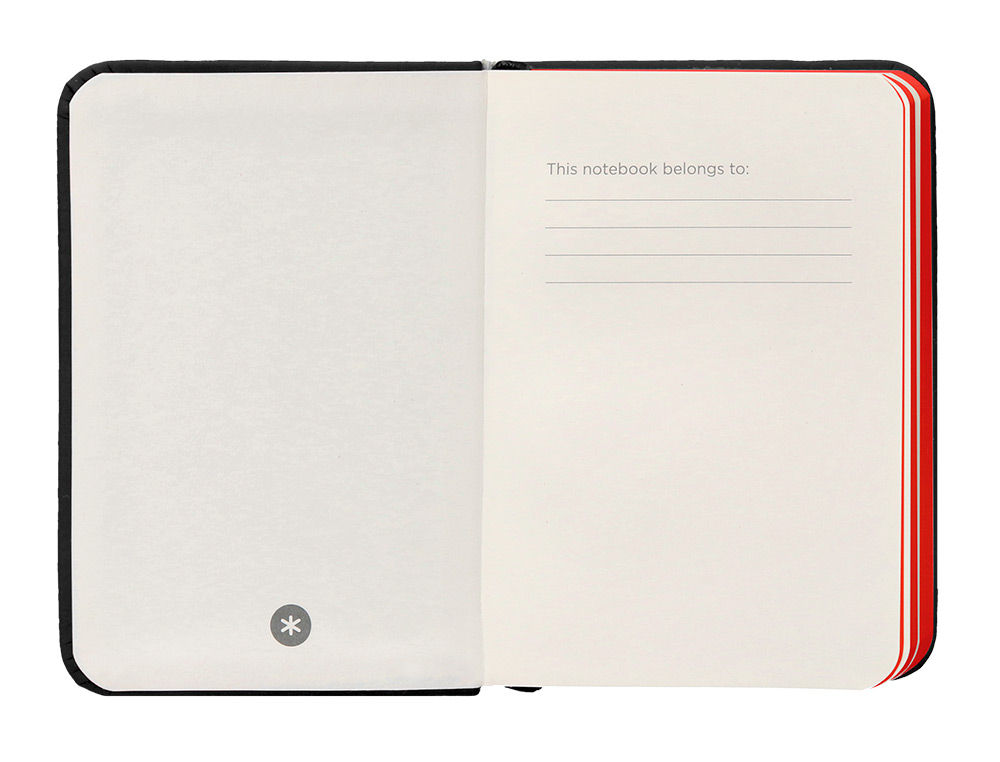 CUADERNO CON GOMILLA ANTARTIK NOTES TAPA DURA A7 HOJAS LISAS NEGRO Y ROJO 80 HOJAS 80 GR FSC