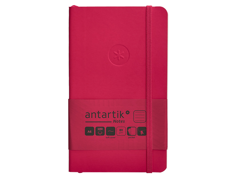 CUADERNO CON GOMILLA ANTARTIK NOTES TAPA BLANDA A6 RAYAS BURDEOS 100 HOJAS 80 GR FSC
