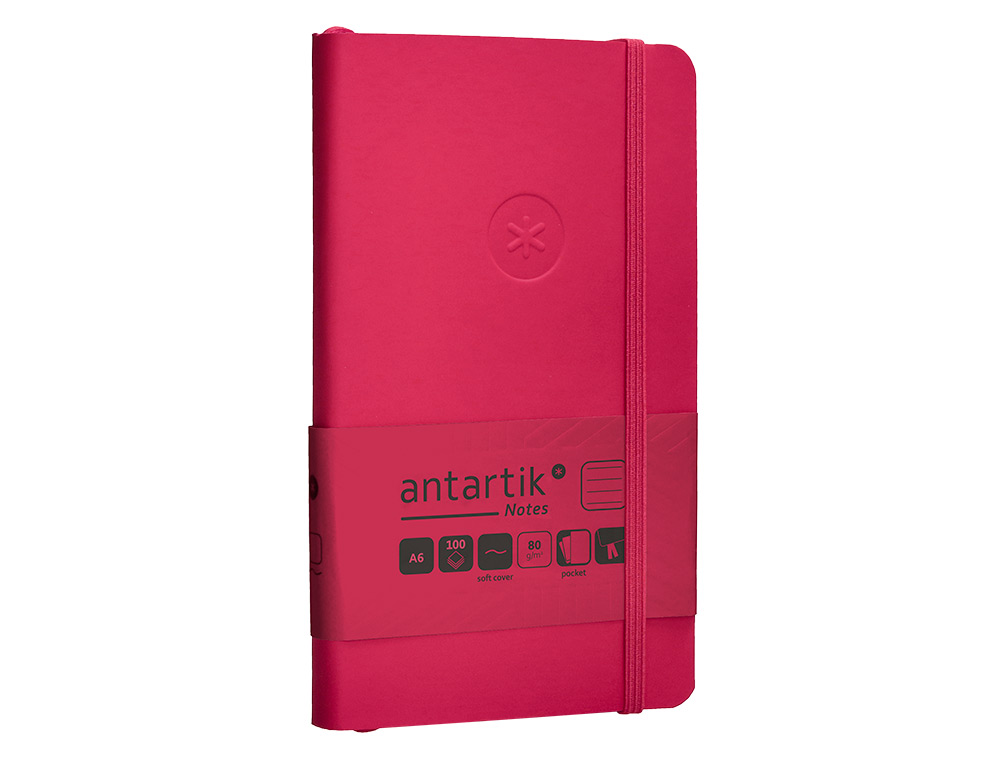 CUADERNO CON GOMILLA ANTARTIK NOTES TAPA BLANDA A6 RAYAS BURDEOS 100 HOJAS 80 GR FSC