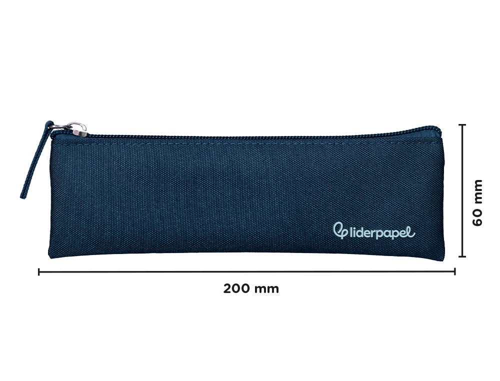 ESTUCHE PORTATODO LIDERPAPEL PLANO ESTRECHO UNA CREMALLERA 200X60 MM AZUL MARINO