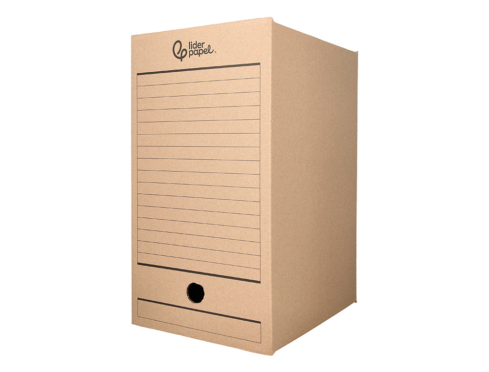 CAJA ARCHIVO DEFINITIVO LIDERPAPEL FOLIO DOBLE ANCHO CARTON RECICLADO 400G/M2 LOMO 200 MM KRAFT 367X200X251 MM