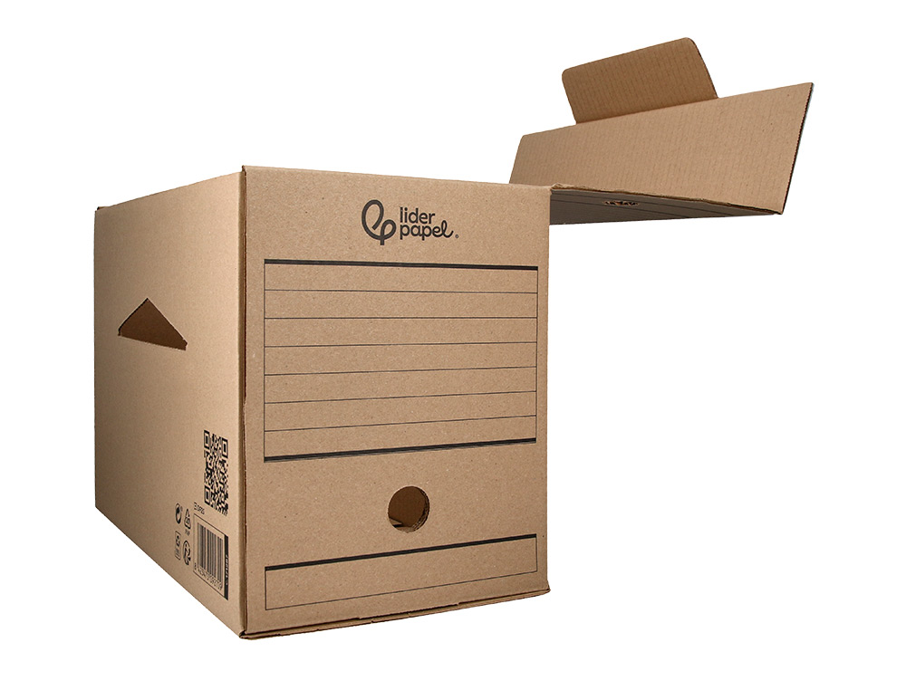 CAJA ARCHIVO DEFINITIVO LIDERPAPEL FOLIO DOBLE ANCHO CARTON RECICLADO 400G/M2 LOMO 200 MM KRAFT 367X200X251 MM