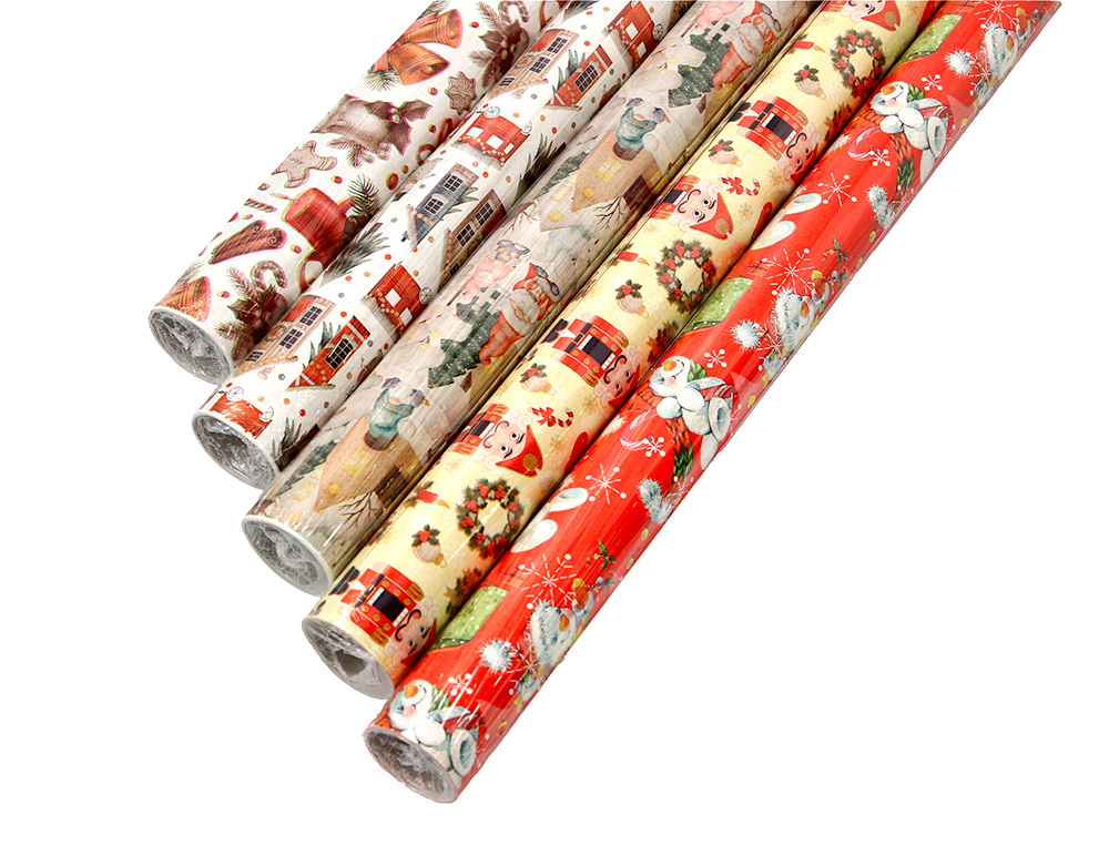 PAPEL DE REGALO LIDERPAPEL NAVIDAD ROLLO ANCHO 70 CM LONGITUD 2 MT GRAMAJE 60 GR DISEOS SURTIDOS B-2024