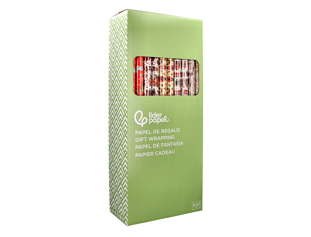 PAPEL DE REGALO LIDERPAPEL NAVIDAD ROLLO ANCHO 70 CM LONGITUD 2 MT GRAMAJE 60 GR DISEOS SURTIDOS B-2024