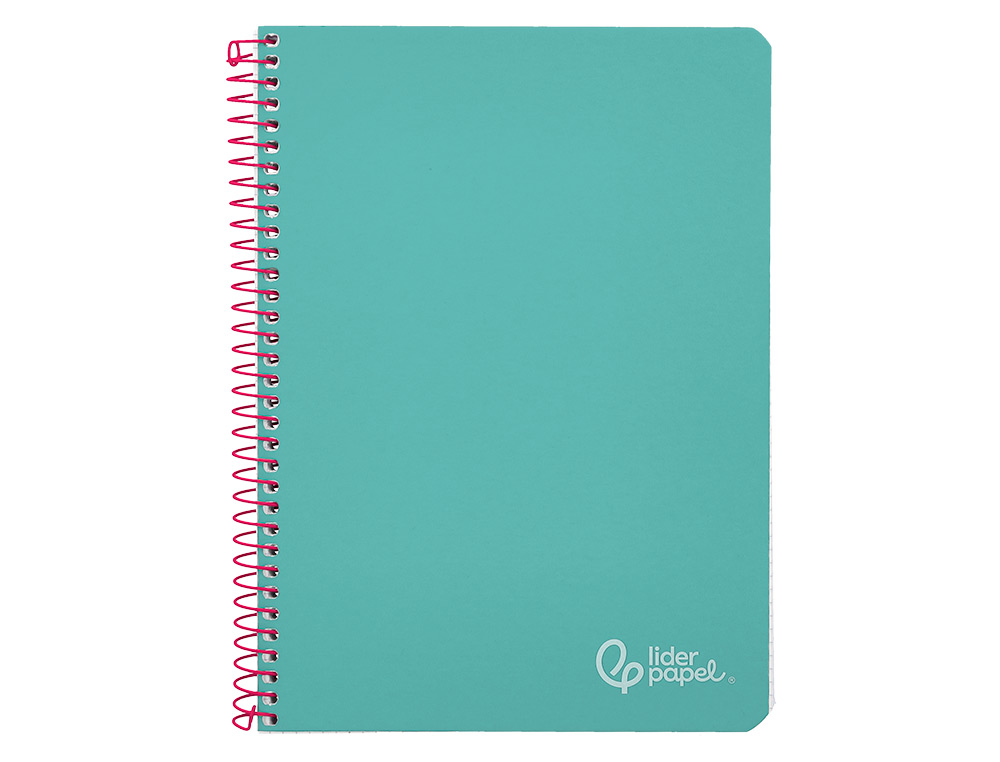 CUADERNO ESPIRAL LIDERPAPEL A4 WITTY TAPA DURA 80H 90GR CUADRO 4MM CON MARGEN COLOR TURQUESA