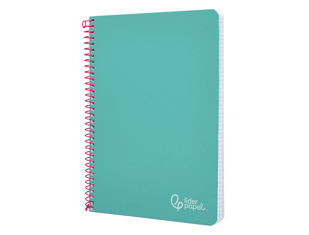 CUADERNO ESPIRAL LIDERPAPEL A4 WITTY TAPA DURA 80H 90GR CUADRO 4MM CON MARGEN COLOR TURQUESA