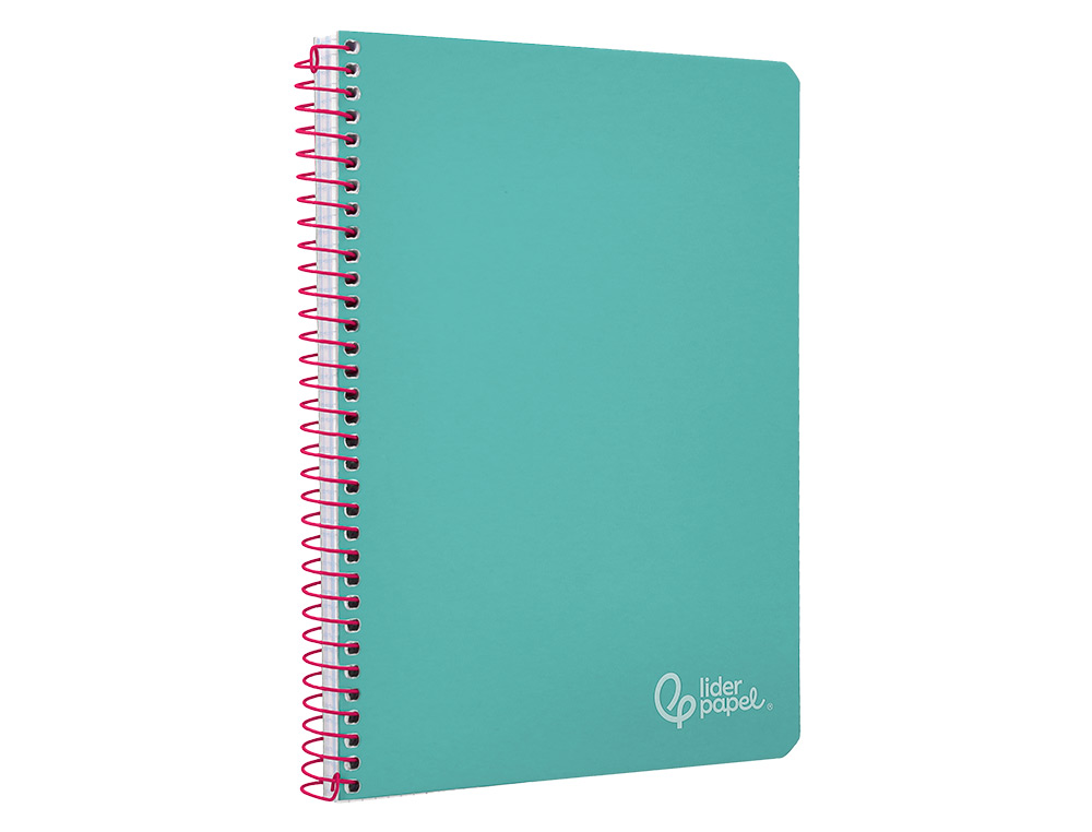 CUADERNO ESPIRAL LIDERPAPEL A4 WITTY TAPA DURA 80H 90GR CUADRO 4MM CON MARGEN COLOR TURQUESA
