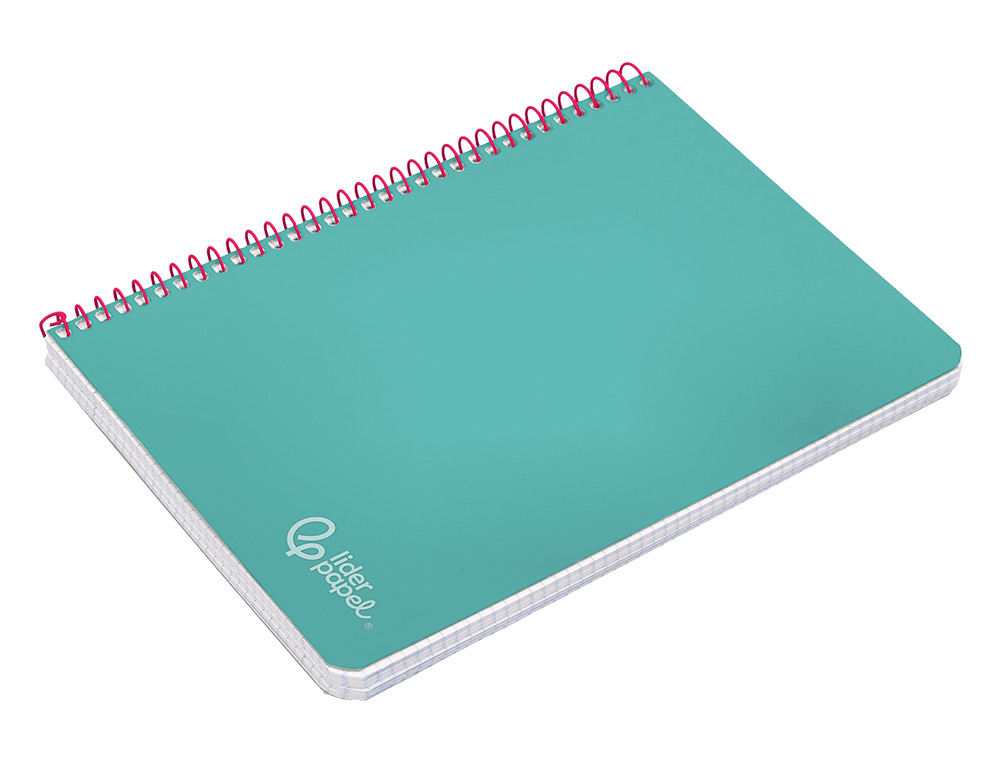 CUADERNO ESPIRAL LIDERPAPEL A4 WITTY TAPA DURA 80H 90GR CUADRO 4MM CON MARGEN COLOR TURQUESA