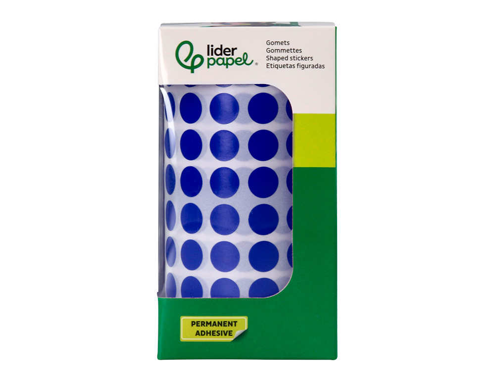 GOMETS LIDERPAPEL AUTOADHESIVO CIRCULOS 10,5 MM AZUL ROLLO DE 6000 UNIDADES EN CAJA DE CARTON