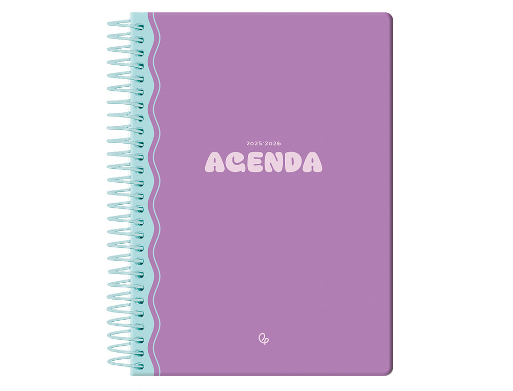 AGENDA ESCOLAR LIDERPAPEL 25-26 ESPIRAL CLASSIC MORADO SEMANA VISTA A5 BILINGE PAPEL FSC 70 GR