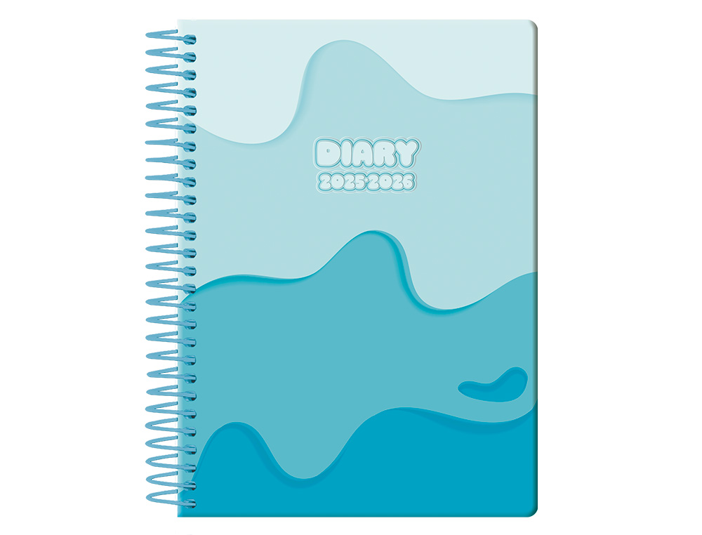 AGENDA ESCOLAR LIDERPAPEL 25-26 ESPIRAL MELTING AZUL DIA PAGINA A5 BILINGE PAPEL FSC 80 GR