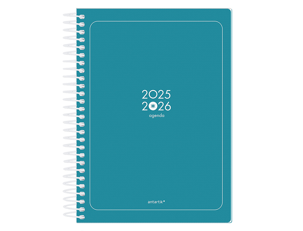 AGENDA ESCOLAR ANTARTIK 25-26 ESPIRAL ESSENTIALS AZUL OSCURO DIA PAGINA A5 BILINGÜE PAPEL FSC 80 GR