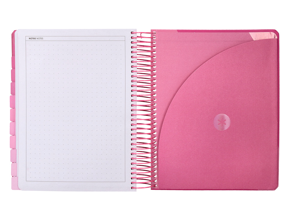 AGENDA ESCOLAR ANTARTIK 25-26 ESPIRAL FUN DAY FUCSIA DIA PAGINA A5 BILINGÜE PAPEL FSC 80 GR