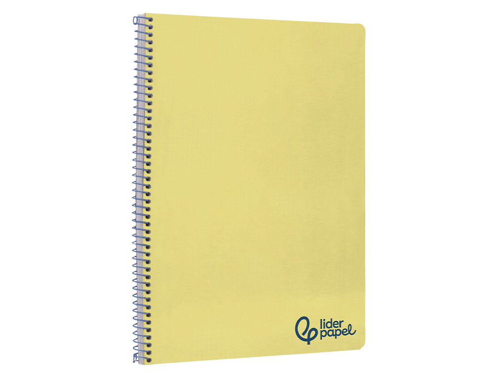 CUADERNO ESPIRAL LIDERPAPEL A4 WONDER TAPA PLASTICO 80H 90GR PAUTA ESTRECHA 2,5MM CON MARGEN COLOR AMARILLO