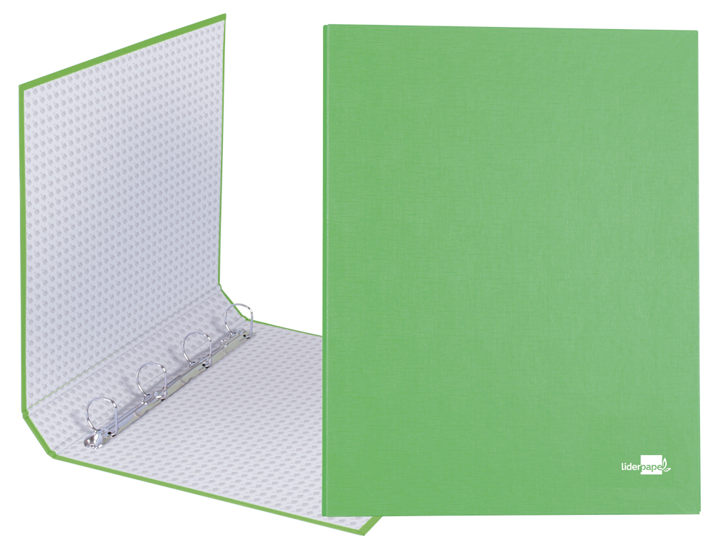 CARPETA DE 4 ANILLAS 25MM MIXTAS LIDERPAPEL FOLIO CARTONFORRADO PAPER COAT VERDE FROSTY