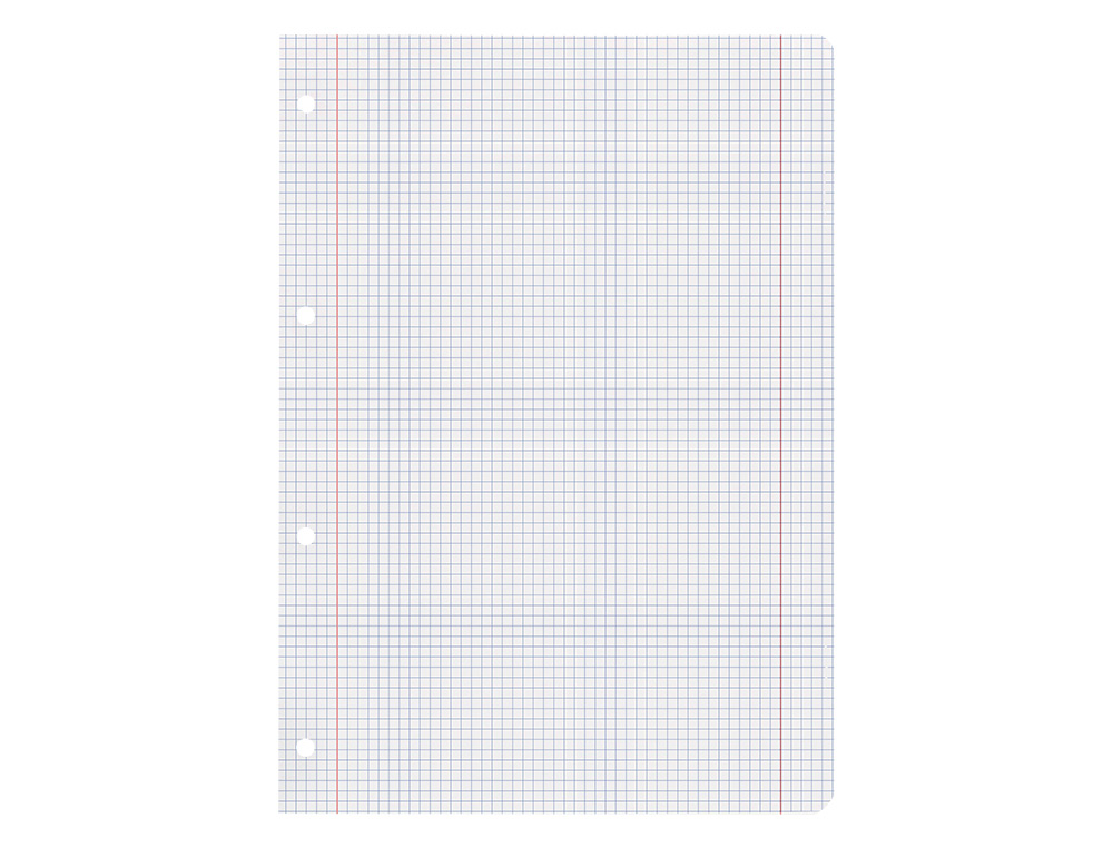 RECAMBIO LIDERPAPEL A4 100 HOJAS 100G/M2 CUADRO 5MM CON DOBLE MARGEN 4 TALADROS