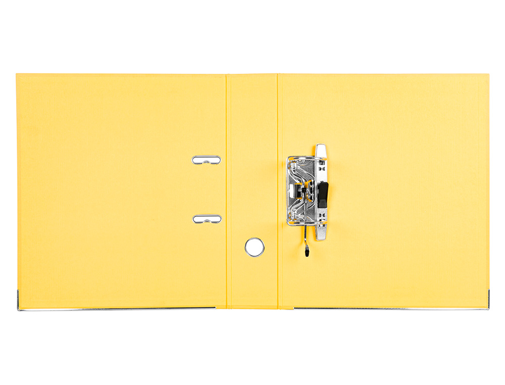 ARCHIVADOR DE PALANCA LIDERPAPEL A4 DOCUMENTA FORRADO PVC CON RADO LOMO 75MM AMARILLO COMPRESOR METALICO