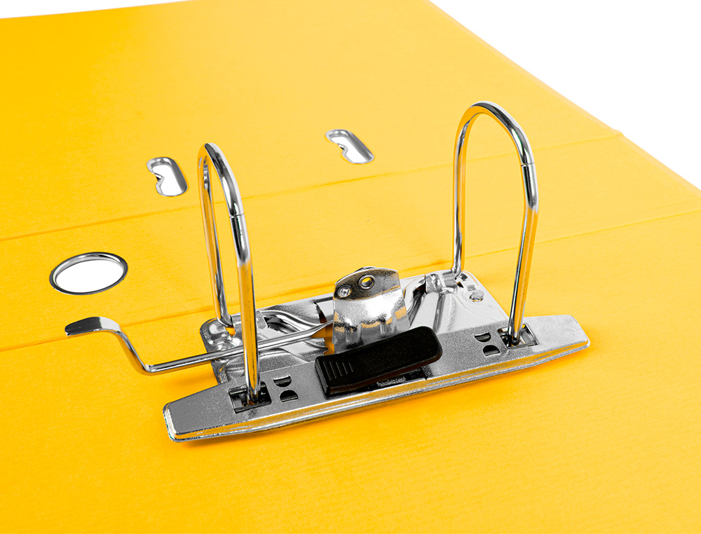 ARCHIVADOR DE PALANCA LIDERPAPEL A4 DOCUMENTA FORRADO PVC CON RADO LOMO 75MM AMARILLO COMPRESOR METALICO