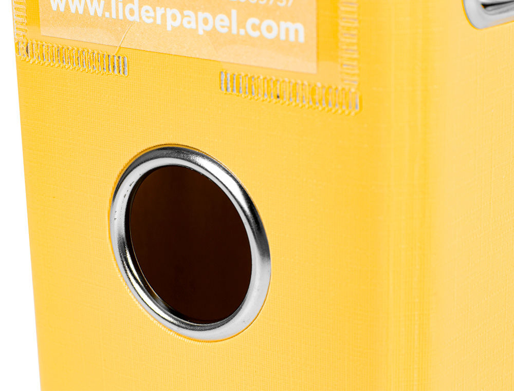 ARCHIVADOR DE PALANCA LIDERPAPEL A4 DOCUMENTA FORRADO PVC CON RADO LOMO 75MM AMARILLO COMPRESOR METALICO