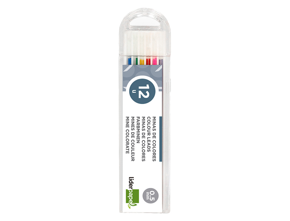 MINAS LIDERPAPEL COLORES SURTIDOS 0,5 MM ESTUCHE DE 12 MINAS