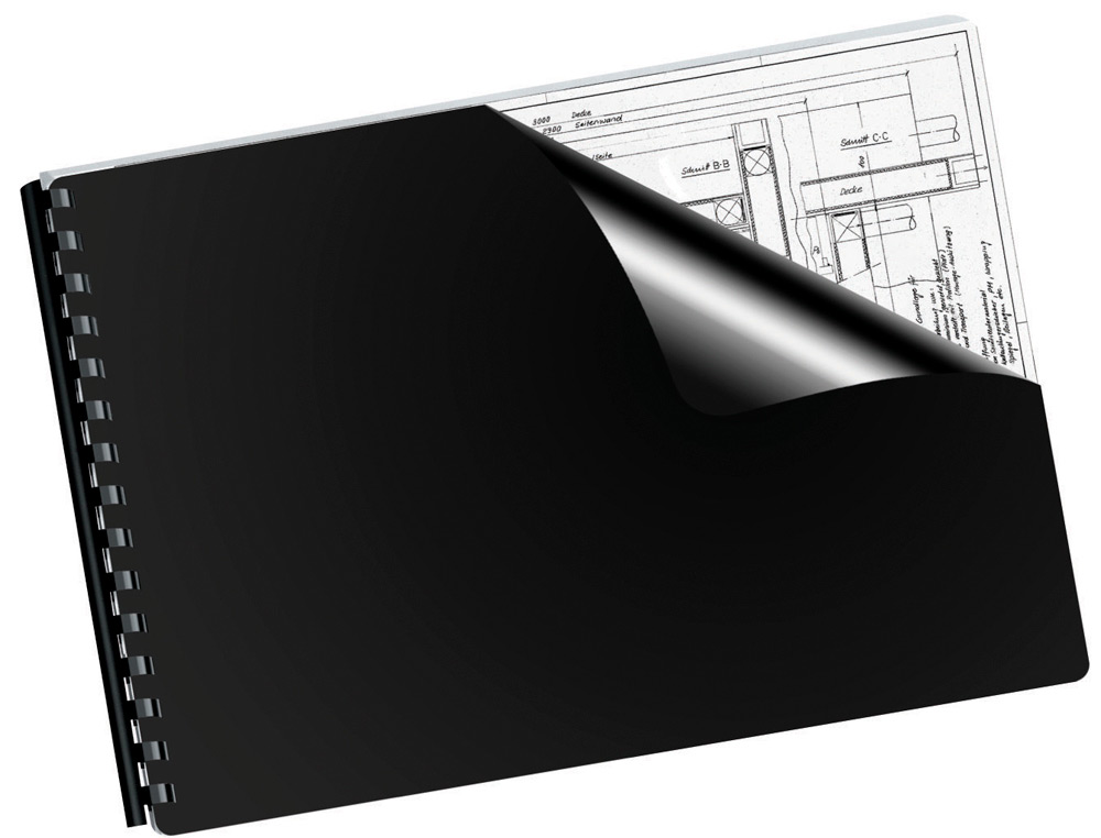 TAPA ENCUADERNACION LIDERPAPEL POLIPROPILENO A4 0.5MM NEGRO OPACO PAQUETE DE 100 UNIDADES