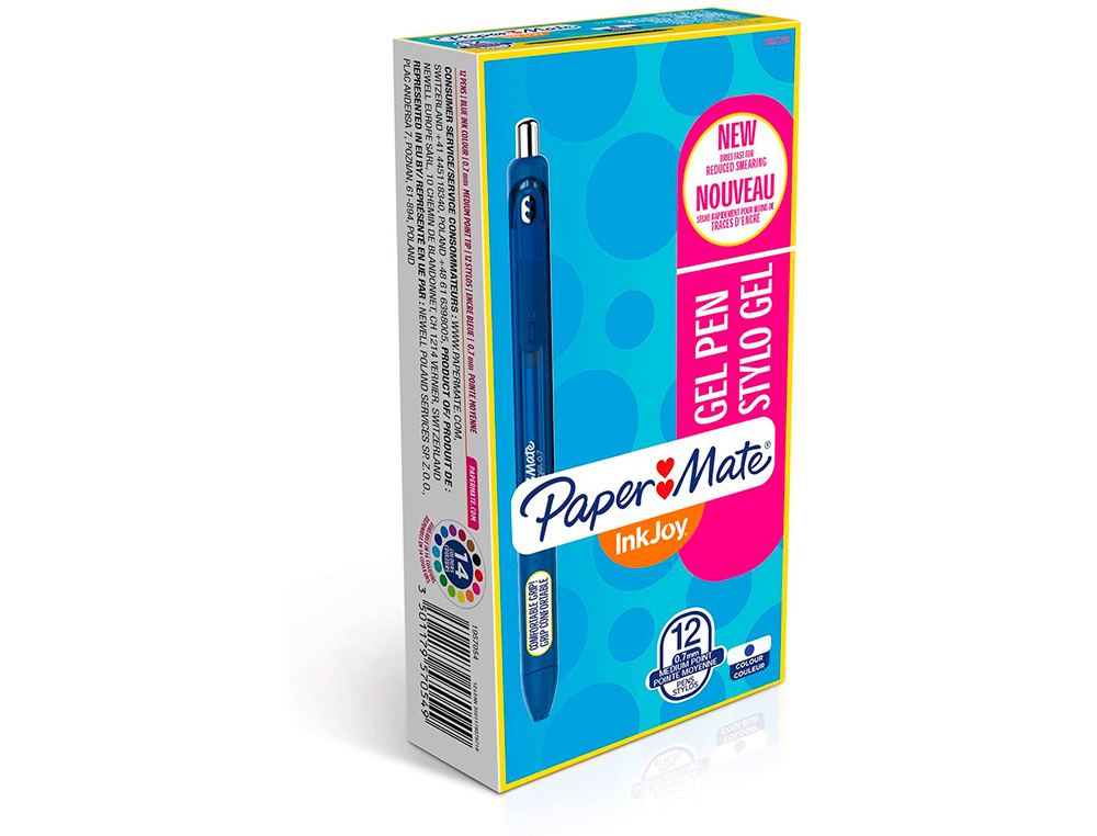 BOLIGRAFO PAPER MATE INKJOY RETRACTIL GEL PEN 0,7MM AZUL PUNTA DE BOLA TRAZO 0.35MM