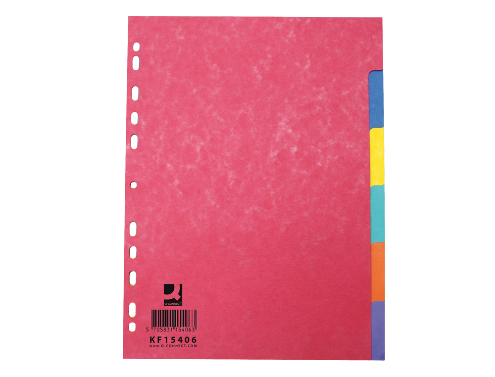 SEPARADOR Q-CONNECT CARTULINA BRILLO JUEGO DE 6 SEPARADORES DIN A4 MULTITALADRO