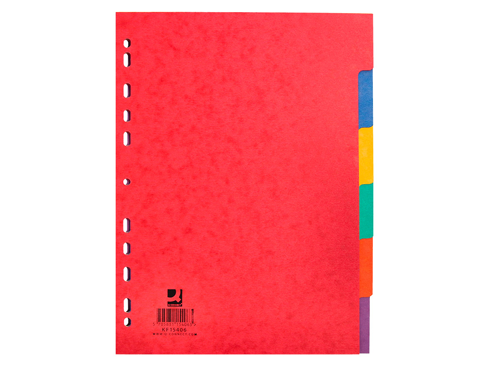 SEPARADOR Q-CONNECT CARTULINA BRILLO JUEGO DE 6 SEPARADORES DIN A4 MULTITALADRO