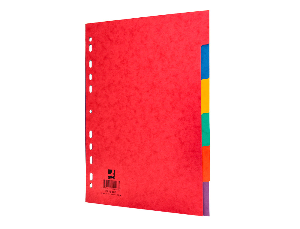 SEPARADOR Q-CONNECT CARTULINA BRILLO JUEGO DE 6 SEPARADORES DIN A4 MULTITALADRO