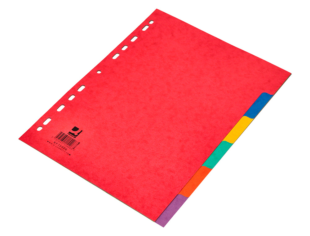 SEPARADOR Q-CONNECT CARTULINA BRILLO JUEGO DE 6 SEPARADORES DIN A4 MULTITALADRO