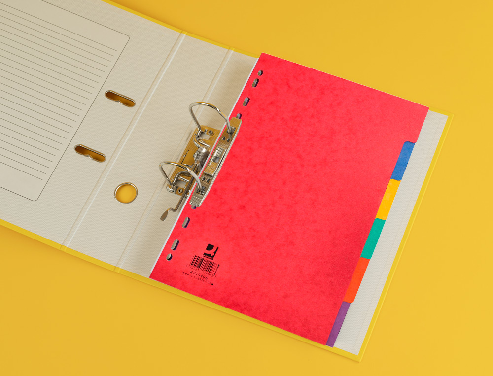 SEPARADOR Q-CONNECT CARTULINA BRILLO JUEGO DE 6 SEPARADORES DIN A4 MULTITALADRO