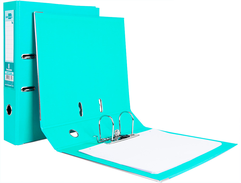 ARCHIVADOR DE PALANCA LIDERPAPEL FOLIO DOCUMENTA FORRADO PVC CON RADO LOMO 75 MM VERDE CLARO COMPRESOR