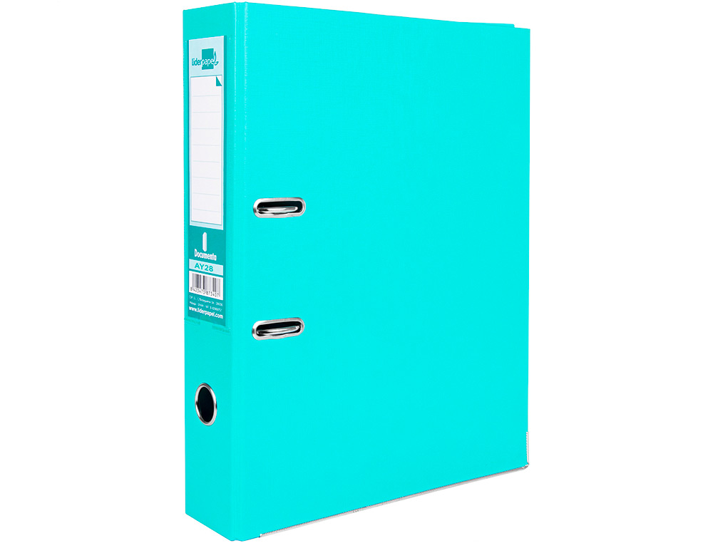 ARCHIVADOR DE PALANCA LIDERPAPEL FOLIO DOCUMENTA FORRADO PVC CON RADO LOMO 75 MM VERDE CLARO COMPRESOR