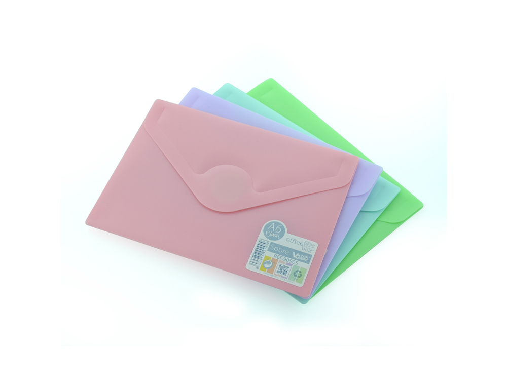 CARPETA OFFICE BOX DOSSIER V-LOCK DIN A6 CIERRE VELCRO COLORES PASTEL SURTIDOS