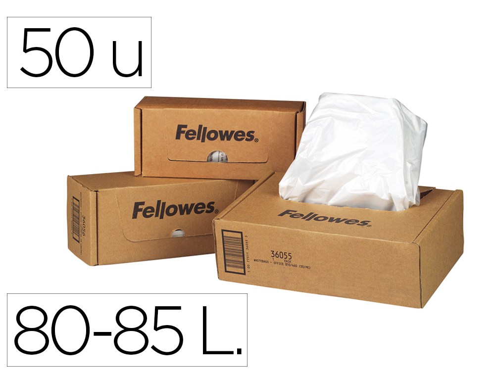 BOLSA DE RESIDUOS FELLOWES PARA DESTRUCTORA DE DOCUMENTOSCAJA CON 50 UND. PARA PS380 380CC/420/420CC/480CC